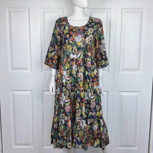 Floral 3/4 sleeve maxi dress women's size medium like new!